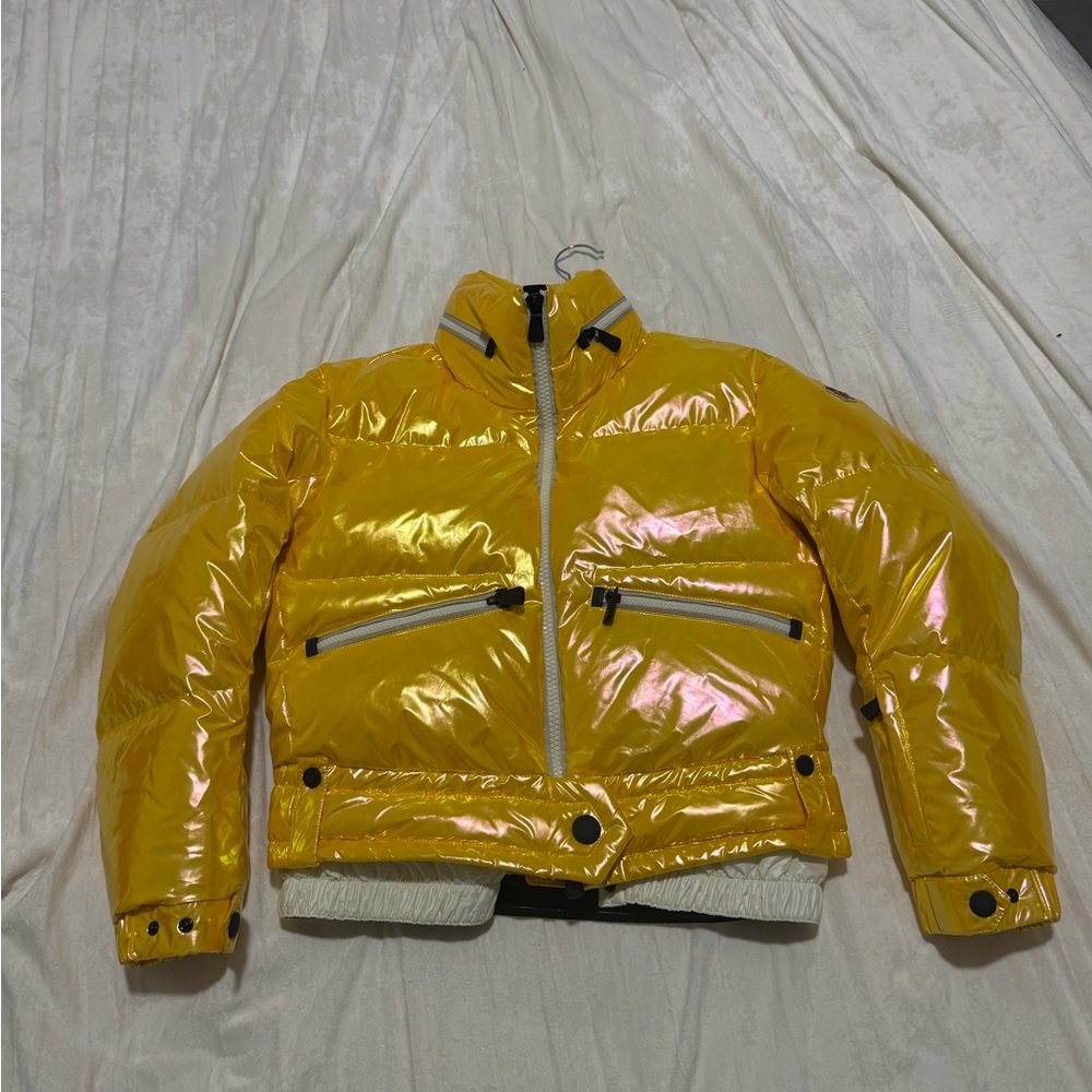 Moncler Shiny Yellow Iridescent Puffer Jacket